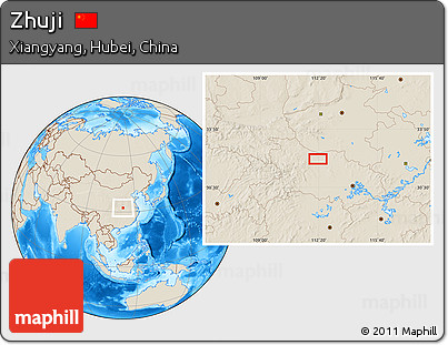 Shaded Relief Location Map of Zhuji
