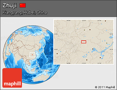 Shaded Relief Location Map of Zhuji