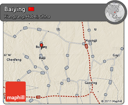 Shaded Relief Map of Baiying