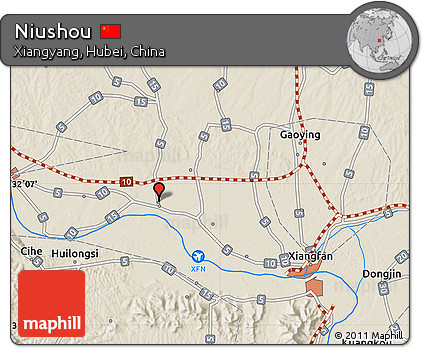 Shaded Relief Map of Niushou