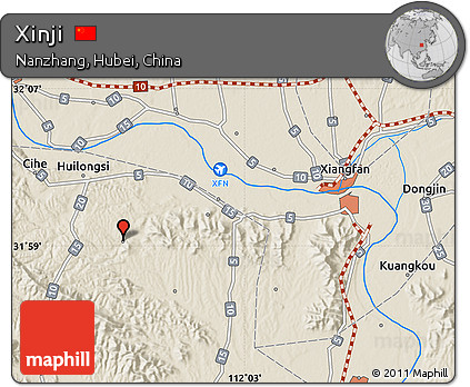 Shaded Relief Map of Xinji