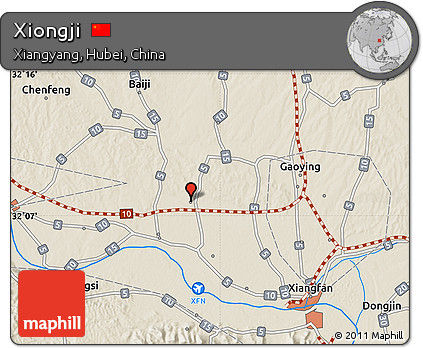 Shaded Relief Map of Xiongji