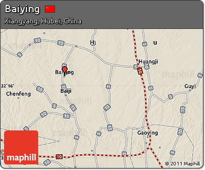 Shaded Relief Map of Baiying