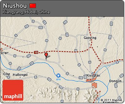 Shaded Relief Map of Niushou