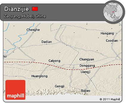 Shaded Relief Panoramic Map of Dianzijie