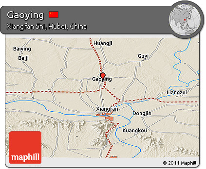 Shaded Relief Panoramic Map of Gaoying
