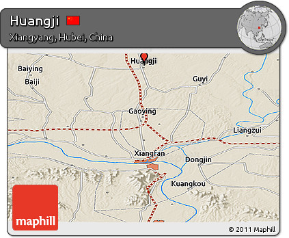 Shaded Relief Panoramic Map of Huangji