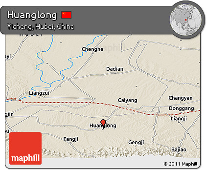 Shaded Relief Panoramic Map of Huanglong