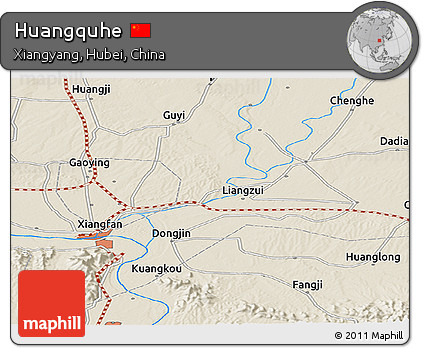 Shaded Relief Panoramic Map of Huangquhe