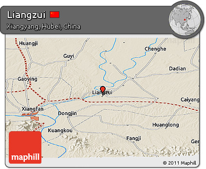 Shaded Relief Panoramic Map of Liangzui