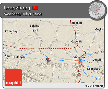 Shaded Relief Panoramic Map of Longzhong