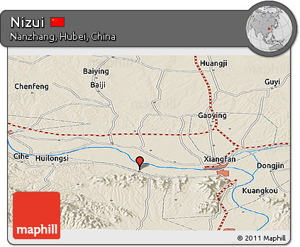 Shaded Relief Panoramic Map of Nizui