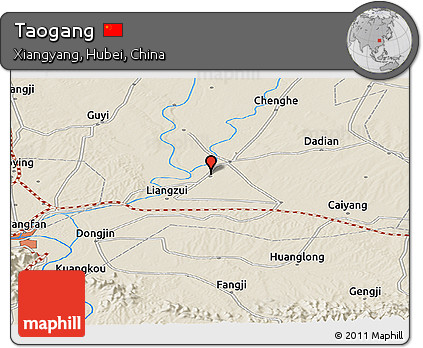 Shaded Relief Panoramic Map of Taogang