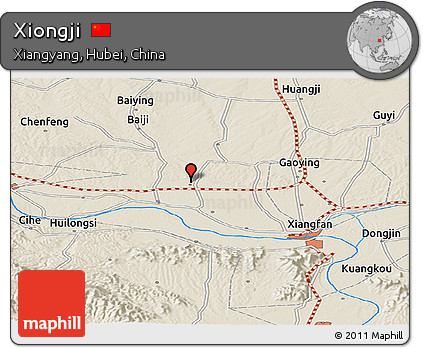 Shaded Relief Panoramic Map of Xiongji