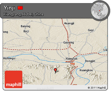 Shaded Relief Panoramic Map of Yinji