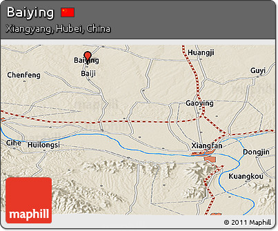Shaded Relief Panoramic Map of Baiying