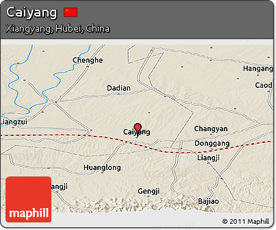 Shaded Relief Panoramic Map of Caiyang