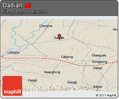 Shaded Relief Panoramic Map of Dadian