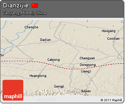 Shaded Relief Panoramic Map of Dianzijie