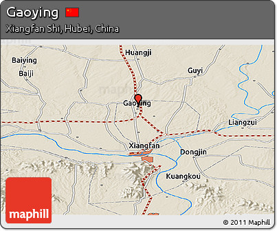 Shaded Relief Panoramic Map of Gaoying