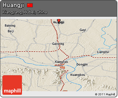 Shaded Relief Panoramic Map of Huangji