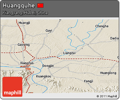 Shaded Relief Panoramic Map of Huangquhe