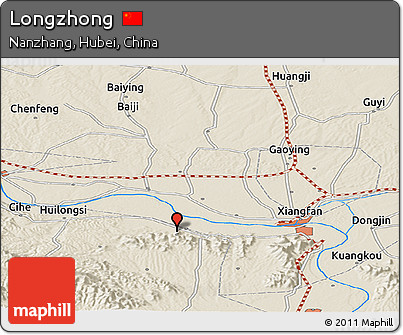 Shaded Relief Panoramic Map of Longzhong