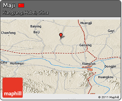 Shaded Relief Panoramic Map of Maji