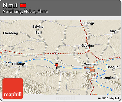 Shaded Relief Panoramic Map of Nizui