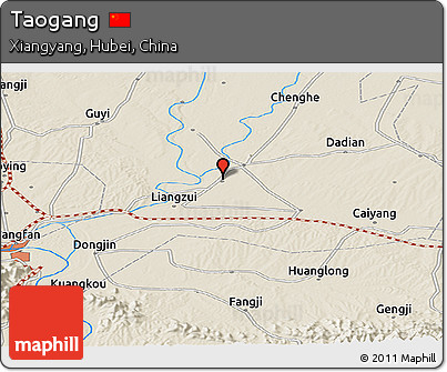 Shaded Relief Panoramic Map of Taogang