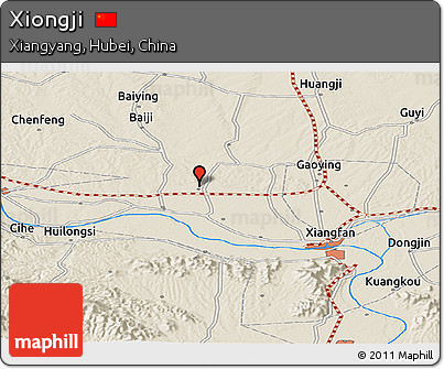 Shaded Relief Panoramic Map of Xiongji