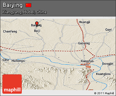 Shaded Relief Panoramic Map of Baiying