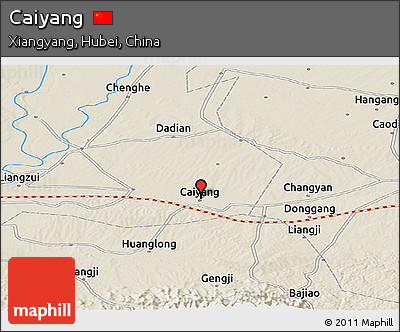 Shaded Relief Panoramic Map of Caiyang
