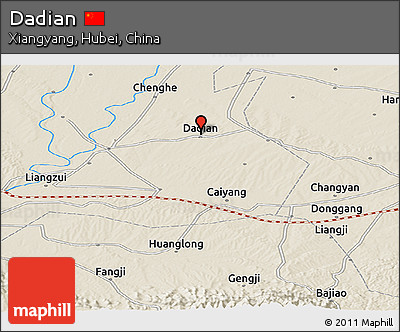Shaded Relief Panoramic Map of Dadian