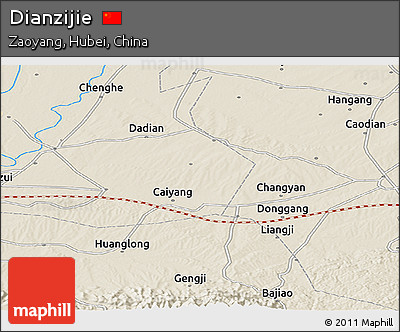 Shaded Relief Panoramic Map of Dianzijie