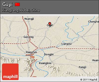 Shaded Relief Panoramic Map of Guyi