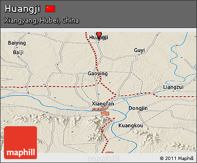 Shaded Relief Panoramic Map of Huangji