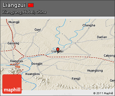 Shaded Relief Panoramic Map of Liangzui