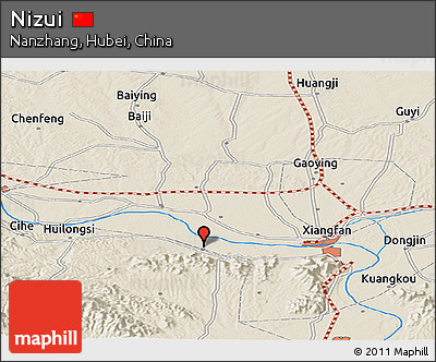Shaded Relief Panoramic Map of Nizui
