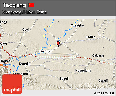 Shaded Relief Panoramic Map of Taogang