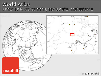 Blank Location Map of the Area around 32° 8' 5" N, 113° 7' 30" E