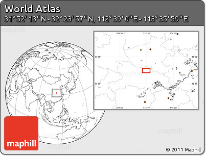 Blank Location Map of the Area around 32° 8' 5" N, 113° 7' 30" E