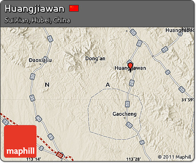 Shaded Relief Map of Huangjiawan