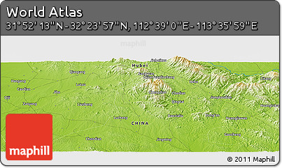 Physical Panoramic Map of the Area around 32° 8' 5" N, 113° 7' 30" E
