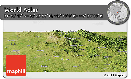 Satellite Panoramic Map of the Area around 32° 8' 5" N, 113° 7' 30" E