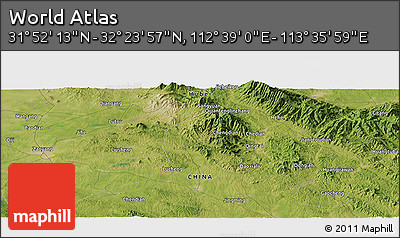 Satellite Panoramic Map of the Area around 32° 8' 5" N, 113° 7' 30" E