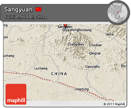 Shaded Relief Panoramic Map of Sangyuan