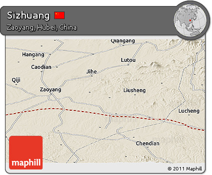Shaded Relief Panoramic Map of Sizhuang