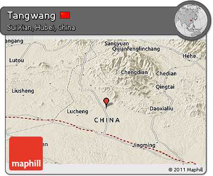 Shaded Relief Panoramic Map of Tangwang
