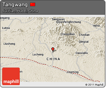 Shaded Relief Panoramic Map of Tangwang